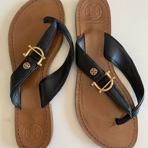Tory Burch Black Leather Sandal.